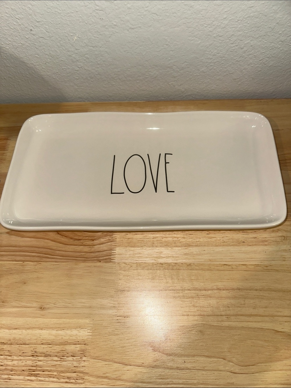 Rae Dunn by Magenta White Ceramic Rectangular "LOVE" Tray